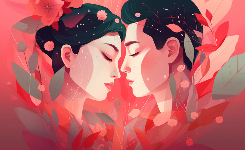 情人面对面亲吻手绘情侣背景图,插画/手绘图,插画/手绘图库,插画/手绘图下载,插画/手绘
